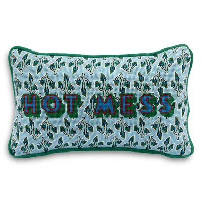 Furbish Studio Hot Mess Needlepoint Pillow, 15 X 9 In Green