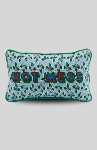 Furbish Studio Hot Mess Needlepoint Pillow In Blue