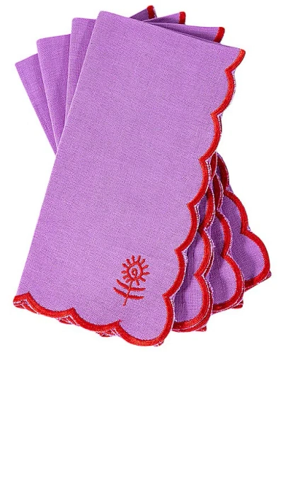 Furbish Studio Icon Linen Napkin Set Of 4 In Lilac & Cherry