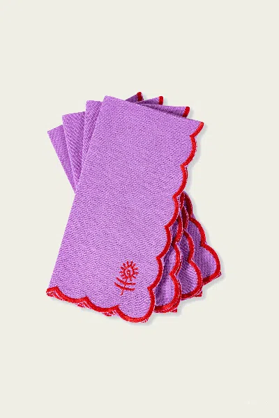 Furbish Studio Icon Linen Napkins Set Of 4 - Lilac + Cherry