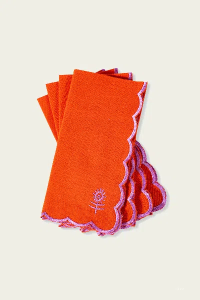 Furbish Studio Icon Linen Napkins Set Of 4 - Orange + Lilac