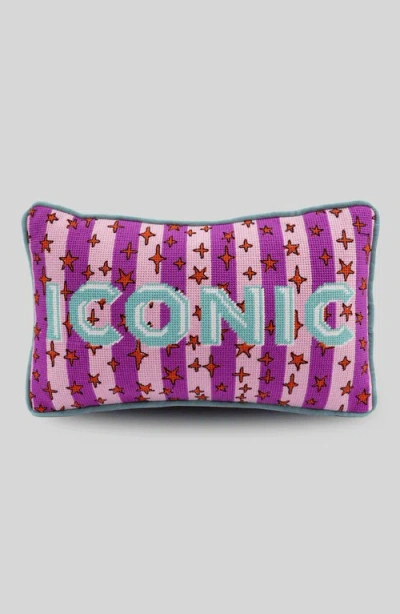 Furbish Studio Iconic Needlepoint Pillow In Purple