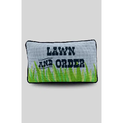 Furbish Studio Lawn & Order Needlepoint Pillow In Multi