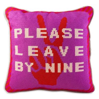 Furbish Studio Leave By Nine Needlepoint Decorative Pillow