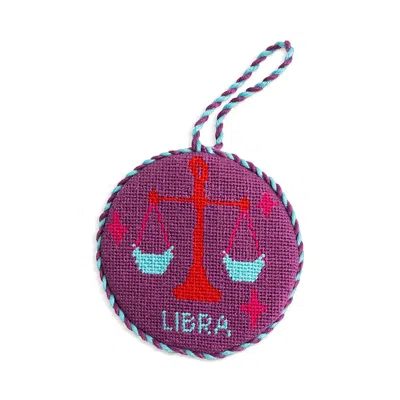 Furbish Studio Libra Needlepoint Zodiac Ornament In Purple