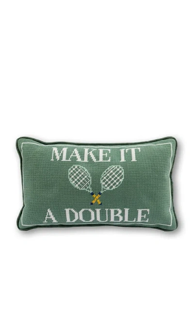Furbish Studio Make It A Double Needlepoint Pillow In Green