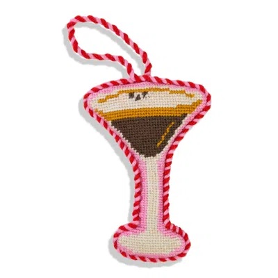 Furbish Studio Needlepoint Espresso Martini Ornament In Pink