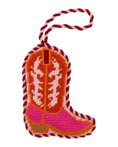 Furbish Studio Needlepoint Icon Ornament - Cowboy Boot In Animal Print
