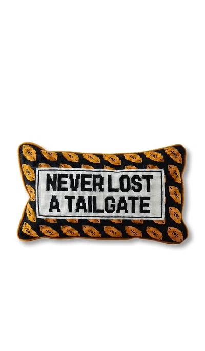 Furbish Studio Never Lost A Tailgate Needlepoint Pillow In Brown