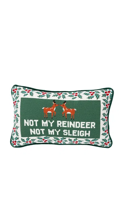 Furbish Studio Not My Reindeer Needlepoint Pillow In N,a