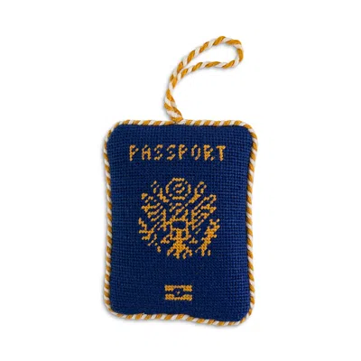 Furbish Studio Passport Needlepoint Ornament In Blue