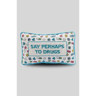 Furbish Studio Perhaps To Drugs Needlepoint Pillow In Multi