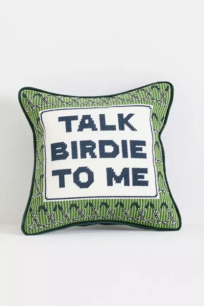 Furbish Studio Petite Needlepoint Pillow In Green