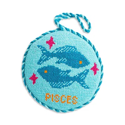 Furbish Studio Pisces Needlepoint Zodiac Ornament In Blue