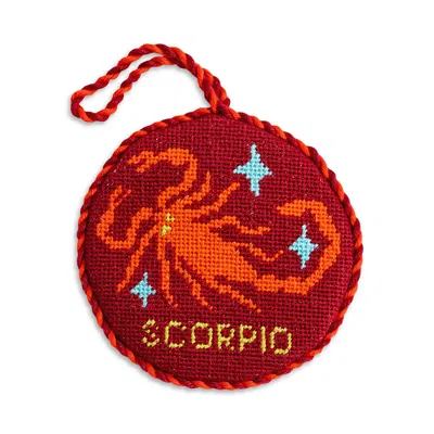 Furbish Studio Scorpio Needlepoint Zodiac Ornament In Red