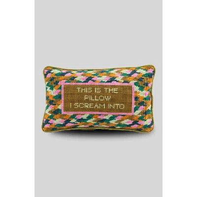 Furbish Studio Scream Needlepoint Pillow In Multi