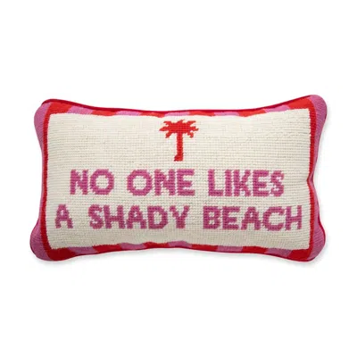Furbish Studio Shady Beach Needlepoint Pillow In Poppy In Multi