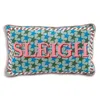 Furbish Studio Sleigh Needlepoint Pillow In Pink