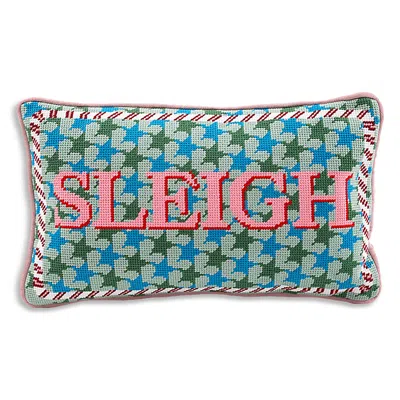 Furbish Studio Sleigh Needlepoint Pillow In Pink