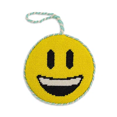 Furbish Studio Smiley Face Emoji Needlepoint Icon Ornament In Multi