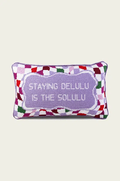 Furbish Studio Stay Delulu Needlepoint Pillow