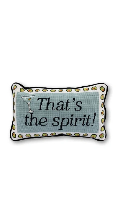 Furbish Studio That's The Spirit Needlepoint Pillow In Green