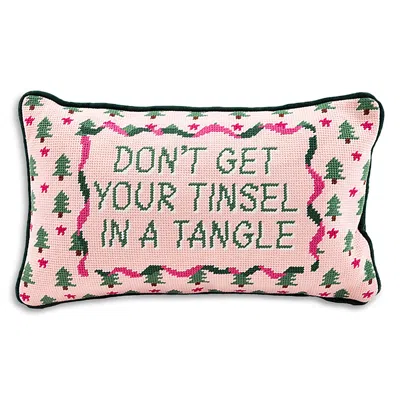Furbish Studio Tinsel In A Tangle Needlepoint Pillow In Green