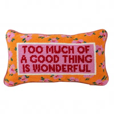 Furbish Studio Too Much Needlepoint Pillow In Pink/yellow