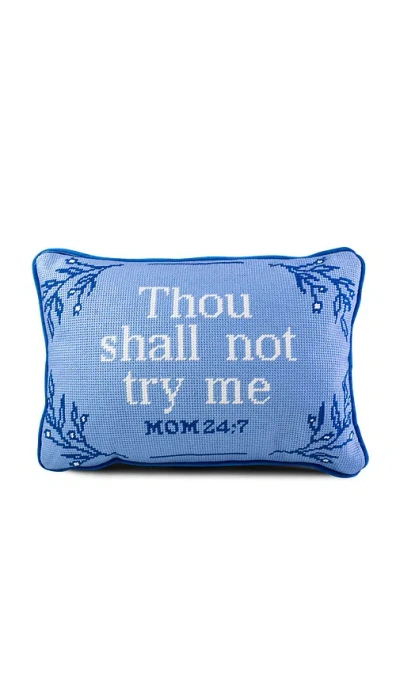 Furbish Studio Try Me Needlepoint Pillow In Blue