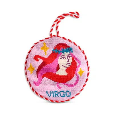 Furbish Studio Virgo Needlepoint Zodiac Ornament In Pink