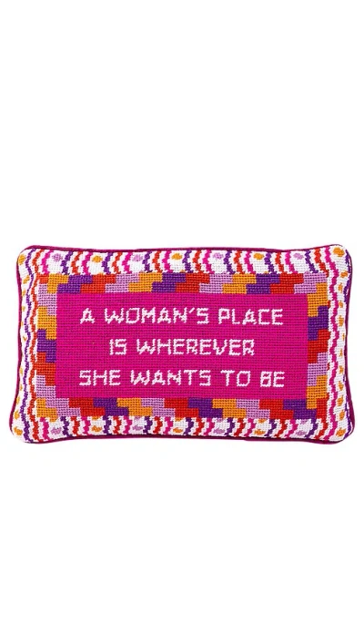 Furbish Studio Wherever She Wants Needlepoint Pillow In N,a