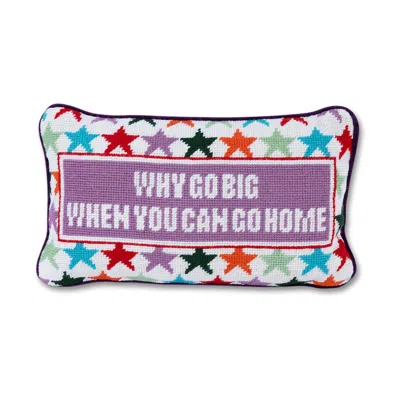 Furbish Studio Why Go Big Needlepoint Pillow In Violet In Lavender