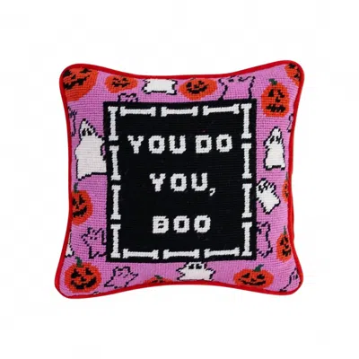Furbish Studio You Do You Boo Needlepoint Pillow In Luxe Velvet In Multi