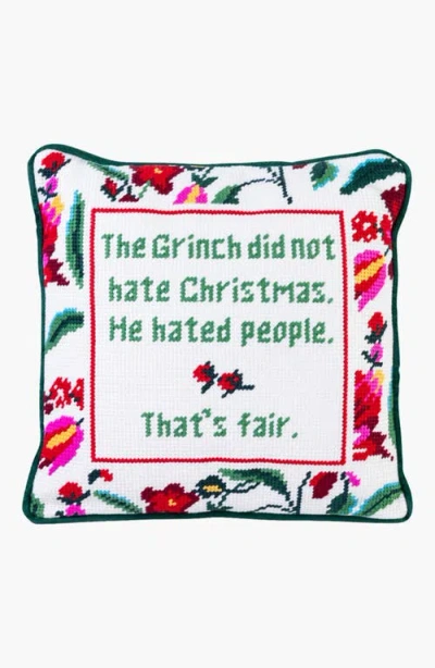 Furbish The Grinch Needlepoint Pillow In Green
