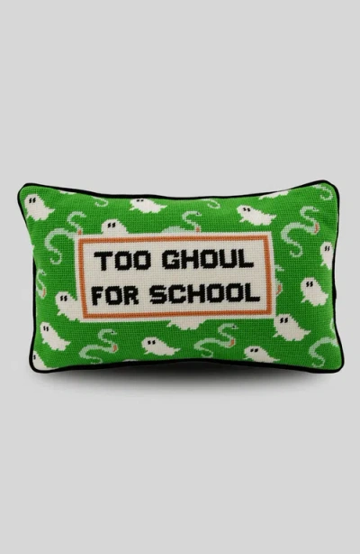 Furbish Too Ghoul Needlepoint Pillow In Green