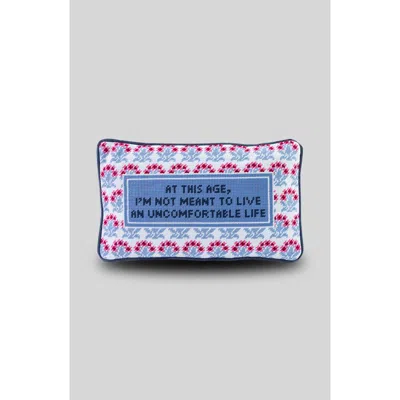 Furbish Uncomfortable Needlepoint Pillow In Blue