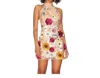 Furdecoration 3d Floral Halter Mini Dress In Pink In Pink