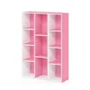 Furinno 11-cube Reversible Open Shelf Bookcase, White/pink