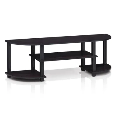 Furinno 11058dwn Turn-s-tube Wide Tv Entertainment Center, Dark Walnut In Black