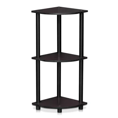 Furinno 12077dwn Turn-n-tube 3-tier Corner Display Rack Multipurpose Shelving Unit, Dark Walnut In Black