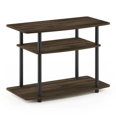 Furinno 13192 Turn-n-tube No Tools 3-tier Tv Stands, Columbia Walnut/black In Brown