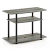 Furinno Turn-n-tube No Tools 3-tier Tv Stands With Classic Tubes, French Oak Grey/black