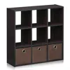 Furinno 13207dwn Simplistic 9-cube Organizer With Bins, Dark Walnut