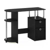 Furinno 15111 Jaya Simplistic Computer Study Desk With Bin Drawers, Americano, Stainless Steel Tubes