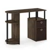 Furinno 15111 Jaya Simplistic Computer Study Desk With Bin Drawers, Columbia Walnut/black/dark Brown