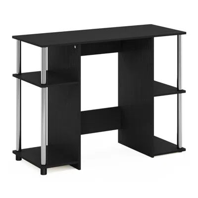 Furinno 15112 Jaya Compact Computer Study Desk, Americano, Stainless Steel Tubes In Black
