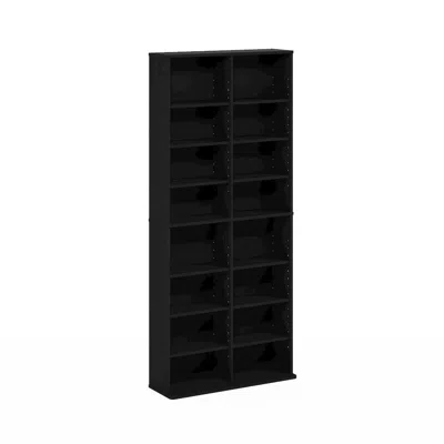 Furinno 16-shelf Multimedia Media Storage Tower Rack With Adjustable Shelves, Americano