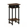 Furinno 17017 Turn-n-tube Tall End Table With Bin, Amber Pine/black/black