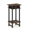 Furinno 17017 Turn-n-tube Tall End Table With Bin, Columbia Walnut/black/dark Brown