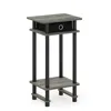 Furinno 17017 Turn-n-tube Tall End Table With Bin, French Oak Grey/black/black